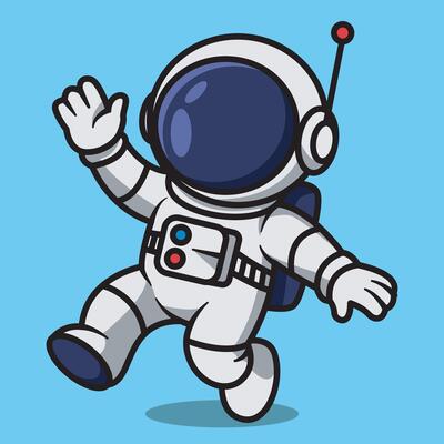 Cartoon Illustration of an Astronaut in Space
