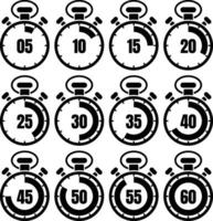 a set of stopwatch icons on a white background vector