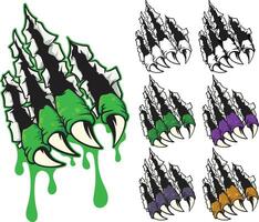 a set of claws with different colors and designs vector