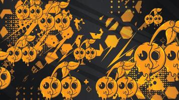 Cartoon fruits with geometric background vector