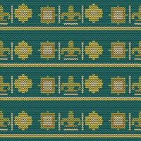 A green and yellow knitted pattern with a cross vector
