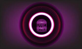 A purple fingerprint icon on a black background vector