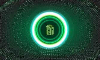 A green circle with a fingerprint on it vector