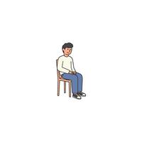 An icon of a man sitting on a chair with a calm and composed posture, reflecting a standard, everyday sitting position. vector