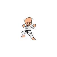 An icon of a cartoon character in a white gi with a black belt, raising their knee for a strike, indicating close-quarters combat. vector