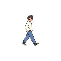 An icon of a man walking with his hands in his pockets, portraying a casual and laid-back stride. vector