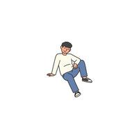 An icon of a man sitting on the floor, leaning back on one arm with legs casually extended, indicating extreme relaxation. vector