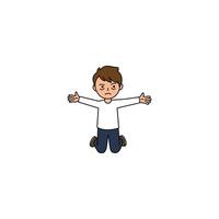 An icon of a cartoon man kneeling with arms outstretched and an exasperated or helpless expression, suggesting surrender or defeat. vector