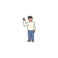 An icon of a man standing and waving his hand, conveying a friendly greeting or farewell. vector