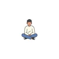 An icon of a man sitting on the floor with his legs crossed, looking relaxed and comfortable. vector
