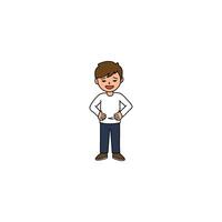 An icon of a cartoon man standing with hands on his hips and a confident, slightly smug expression, symbolizing self-assurance and pride. vector