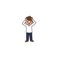 An icon of a cartoon man clutching his head with both hands, expressing stress, frustration, or overwhelm. vector