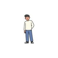 An icon of a man standing with his hands clasped behind his back, looking observant or patiently waiting. vector