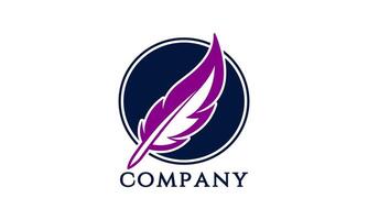 Unique Feather Quill Logo Design vector