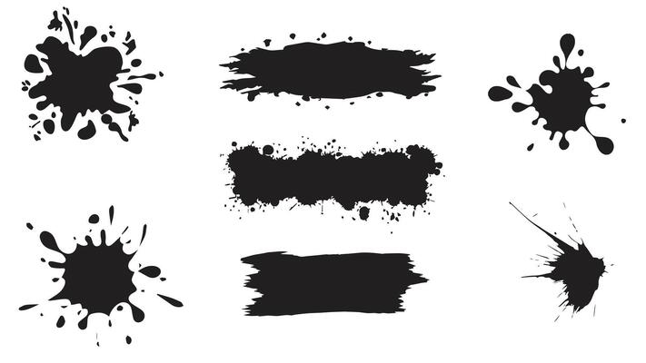 Black ink blot design, black ink blots with various different shapes