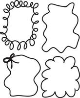 Hand-drawn decorative frame set in doodle style with various shapes and curly lines vector