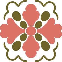 Soft-colored symmetrical flower pattern combining hearts and petals ideal for feminine designs and aesthetic visuals vector