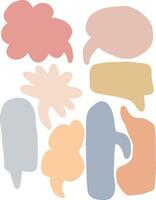 Collection of abstract hand-drawn speech bubbles and organic shapes in soft pastel colors vector
