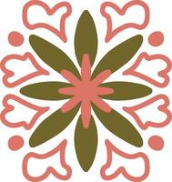 Folk-style floral pattern with symmetrical balance and nature-inspired details. Great for embroidery, crafts, and ethnic prints vector