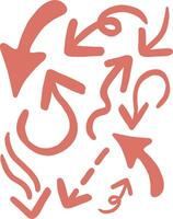 Hand-drawn red arrows in various shapes and directions on a white background vector