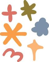 Colorful abstract hand-drawn symbols and shapes on a white background vector