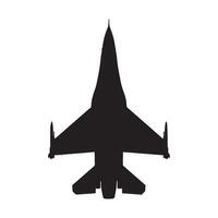 modern jet fighter F-16 top view silhouette vector