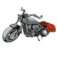 custom motorcycle with red saddlebag vector