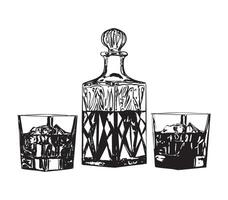 Old Fashioned Whiskey Set vector