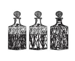 black and white bourbon bottles set vector