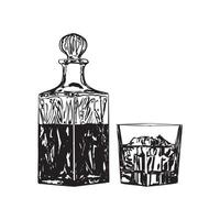 Black and White Elegant Whiskey Set vector