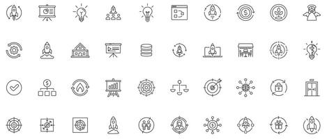 Startup Essentials Line Art Icon Set vector