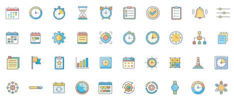 Colorful time management and scheduling icons vector