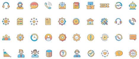 Customer support icons in various styles vector
