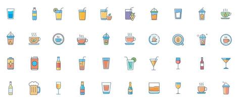 Colorful beverage icons collection vector