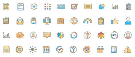 Colorful icons for data and surveys vector