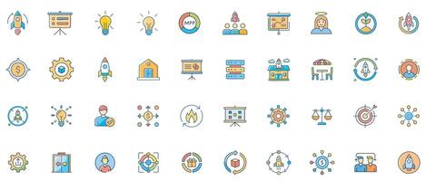 Collection of colorful business icons vector