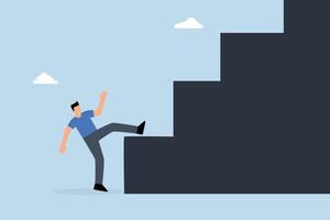 entrepreneur diligently striving with utmost determination to ascend large step staircase. vector