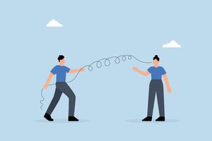 business manager listens to customer comments helps to solve problem. vector