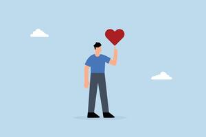 happy businessman with passionate heart shape walking to work. vector