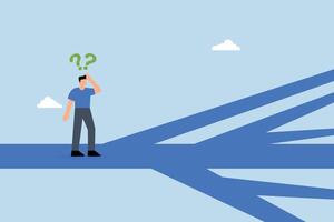 businessman who thinks in several ways to make decision. vector