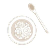 Illustration Logo Simple line art Top View Chawanmushi Japanese Egg Custard vector