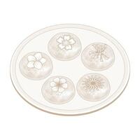 Illustration Logo Simple line art Hwajeon Korean Traditional Sweet Rice Cakes with Flowers vector