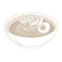 Illustration Logo Simple Line art Soto Koya Or Soto Ayam on a Bowl vector