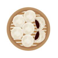 Illustration Logo Clipart Top View Hoppang or Jjinppang Steamed Bun with Red Bean Paste vector