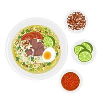 Illustration Logo Clipart Top View Soto Daging Sapi or Soto Sapi vector