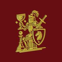 Medieval knight's armor. Soldier's metal protection against enemy weapons 3D style. vector