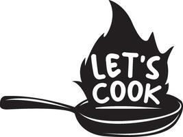Let's cook together monochrome style vector