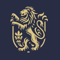 Roman lion logo in shield shape vector