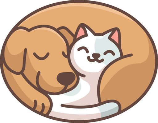 Illustration of dog and cat suitable for a pet shop logo cute
