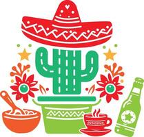 Cactus tree and mexican hat vector